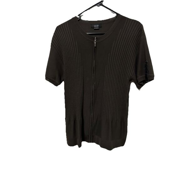 FASHION KOREAN Men’s Short Sleep Zip-up Brown Sweater Shirt Pullover Size Small - Picture 1 of 6